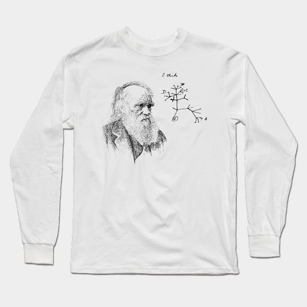 Evolution Theory Charles Darwin Long Sleeve T-Shirt by Bundjum